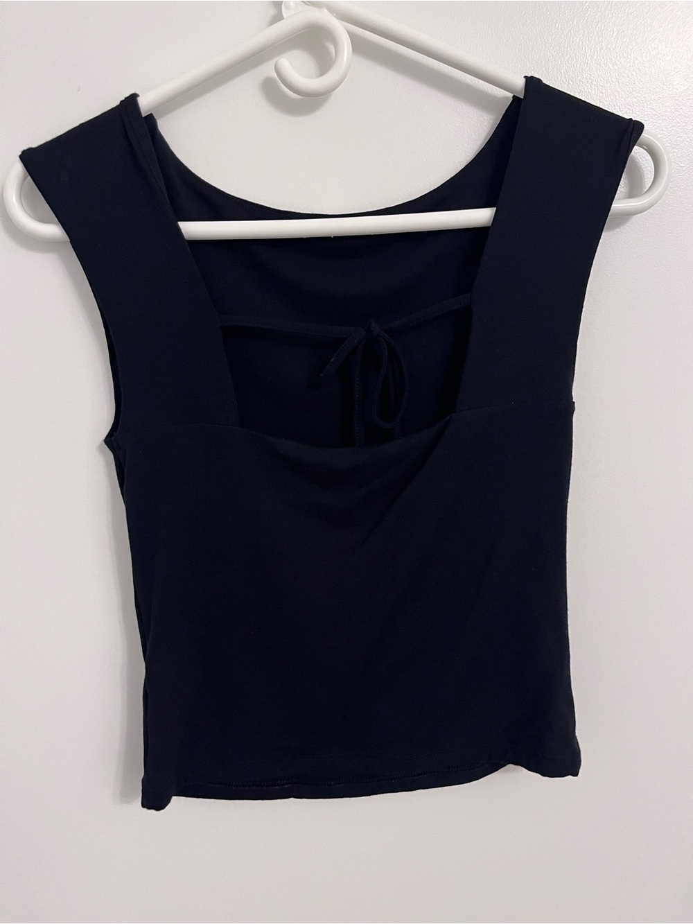 Old Navy Black Square-Neck Tank with Tie-Back
